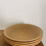 4 hollow plates in speckled stoneware