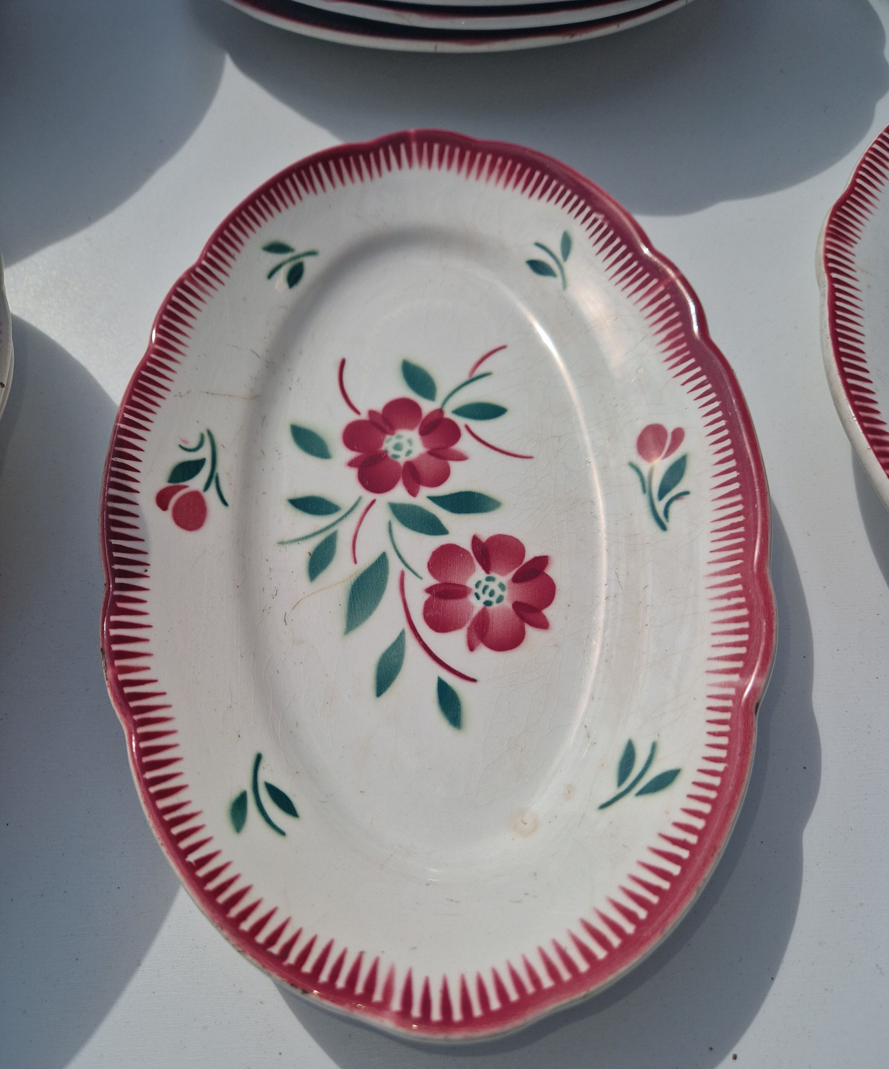 Service for 9 people, Badonviller faience, Fénal Frères, model "rèverbèr".