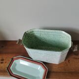 Vintage blue and white speckled enamelled metal lunch box