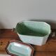 Vintage blue and white speckled enamelled metal lunch box