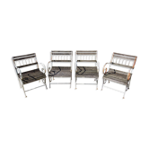 4 fauteuils de jardin en bois et métal peints du XXe siècle