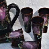 Carafe et six verres Vallauris