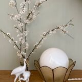 Globe table lamp with vintage opaline and mother-of-pearl shade
