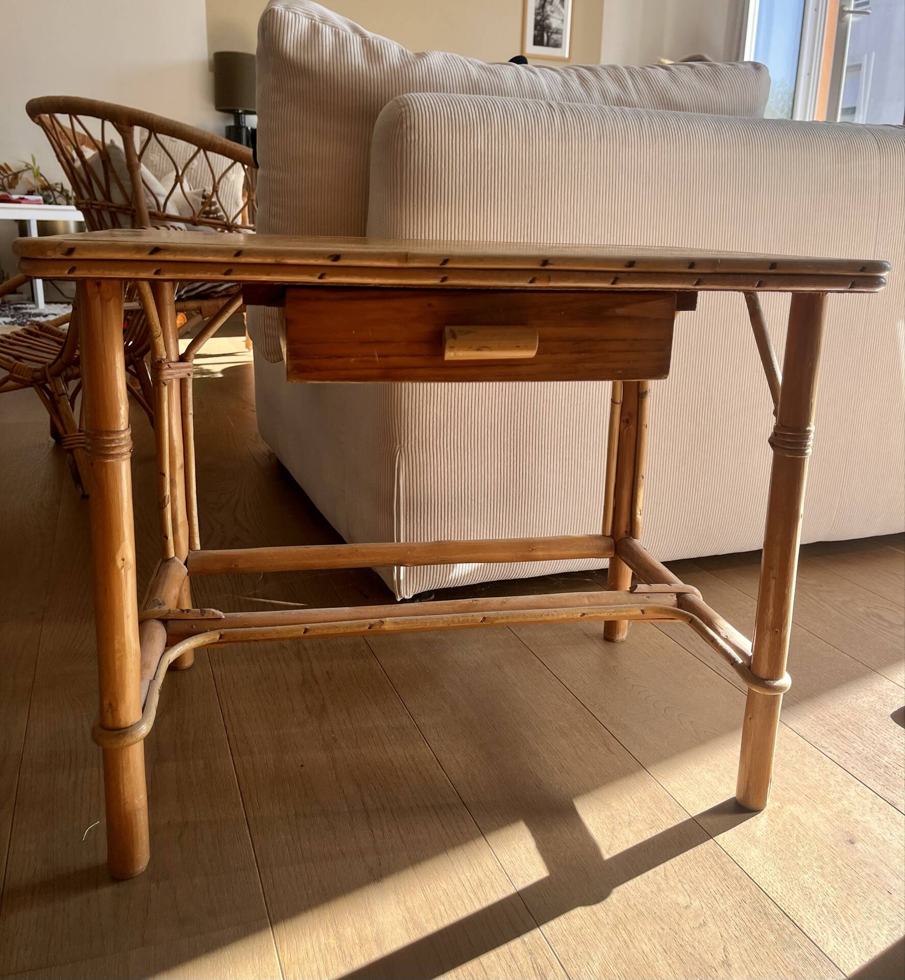Small children's desk in rattan