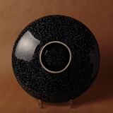 Dish ceramic vintage 1980 black chiné white