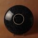 Dish ceramic vintage 1980 black chiné white