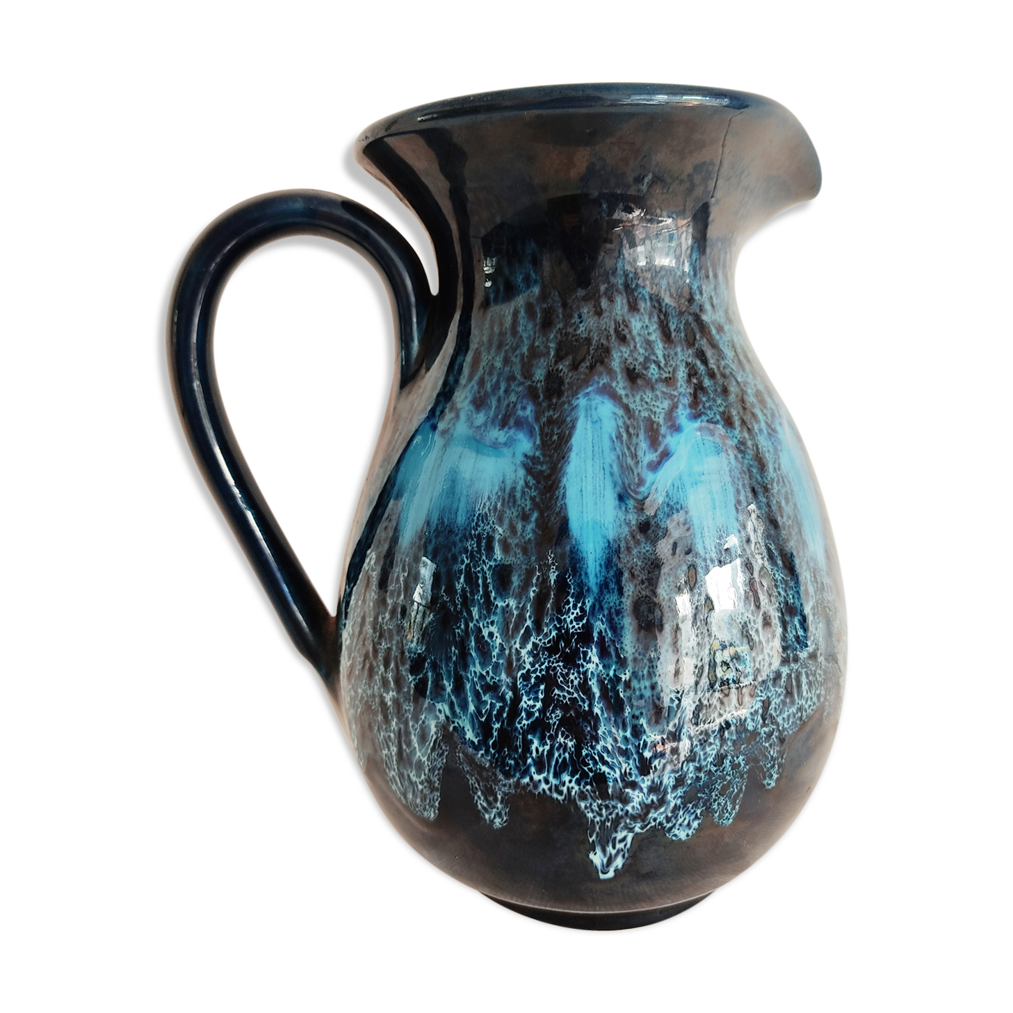Blue ceramic vintage pitcher