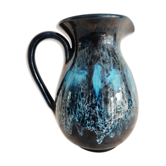 Blue ceramic vintage pitcher