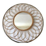 Rattan flower rattan mirror in the 60s