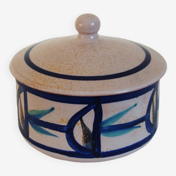 Decorative pot with ceramic lid signed MP