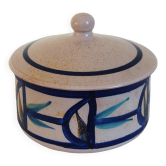 Decorative pot with ceramic lid signed MP