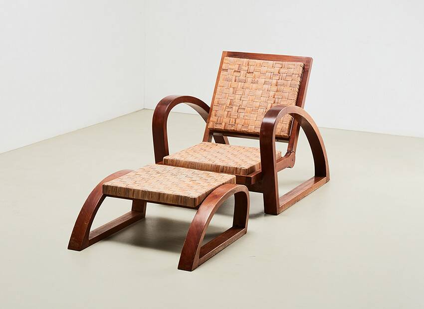 Francis Jourdain Lounge Chair + Ottoman France 1920s