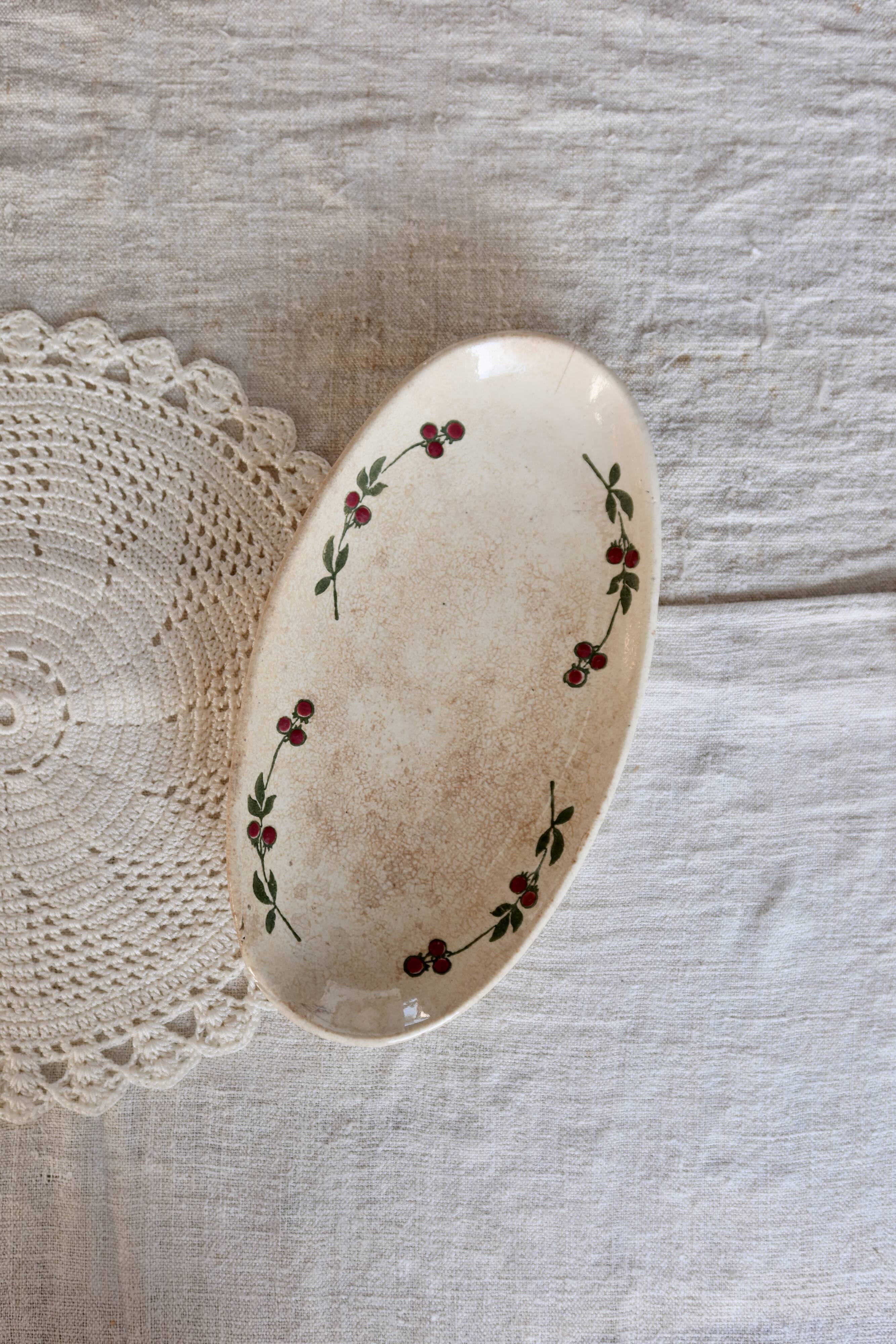 Antique oval ironstone dish – Somain – Sorbier model