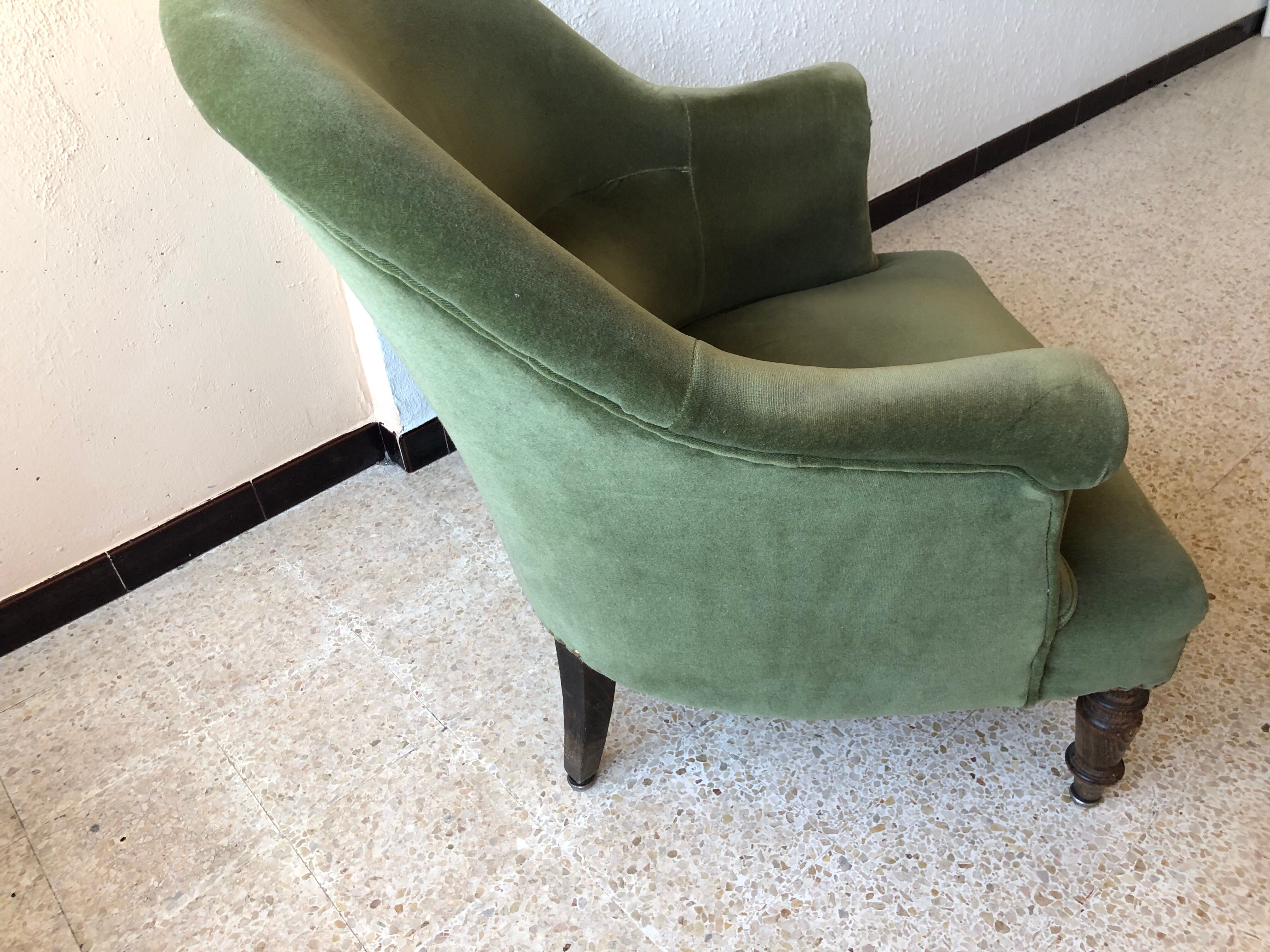 Toad armchair in green velvet