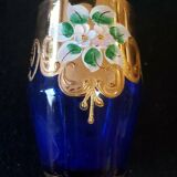 Ensemble 6 verres une carafe bleu en verre émaillé