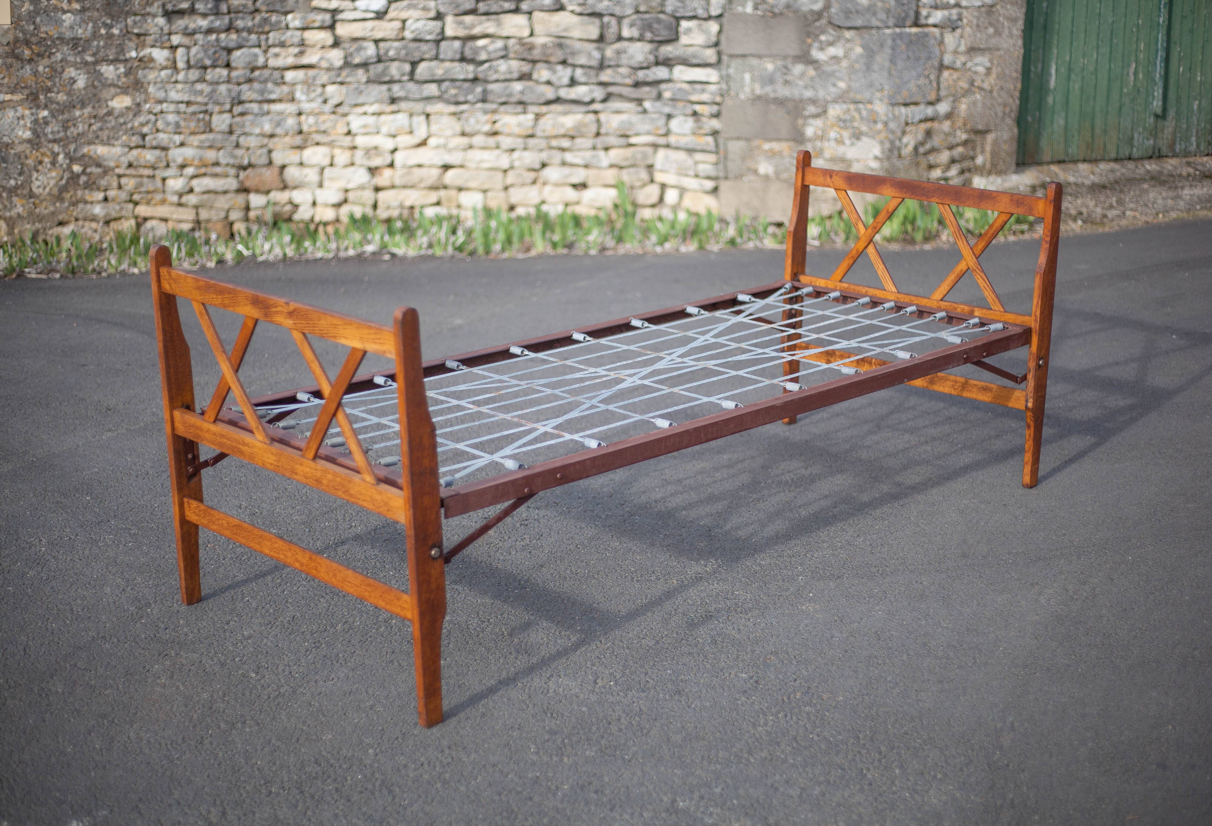 Old wood folding bed, reconstruction period bed, daybed
