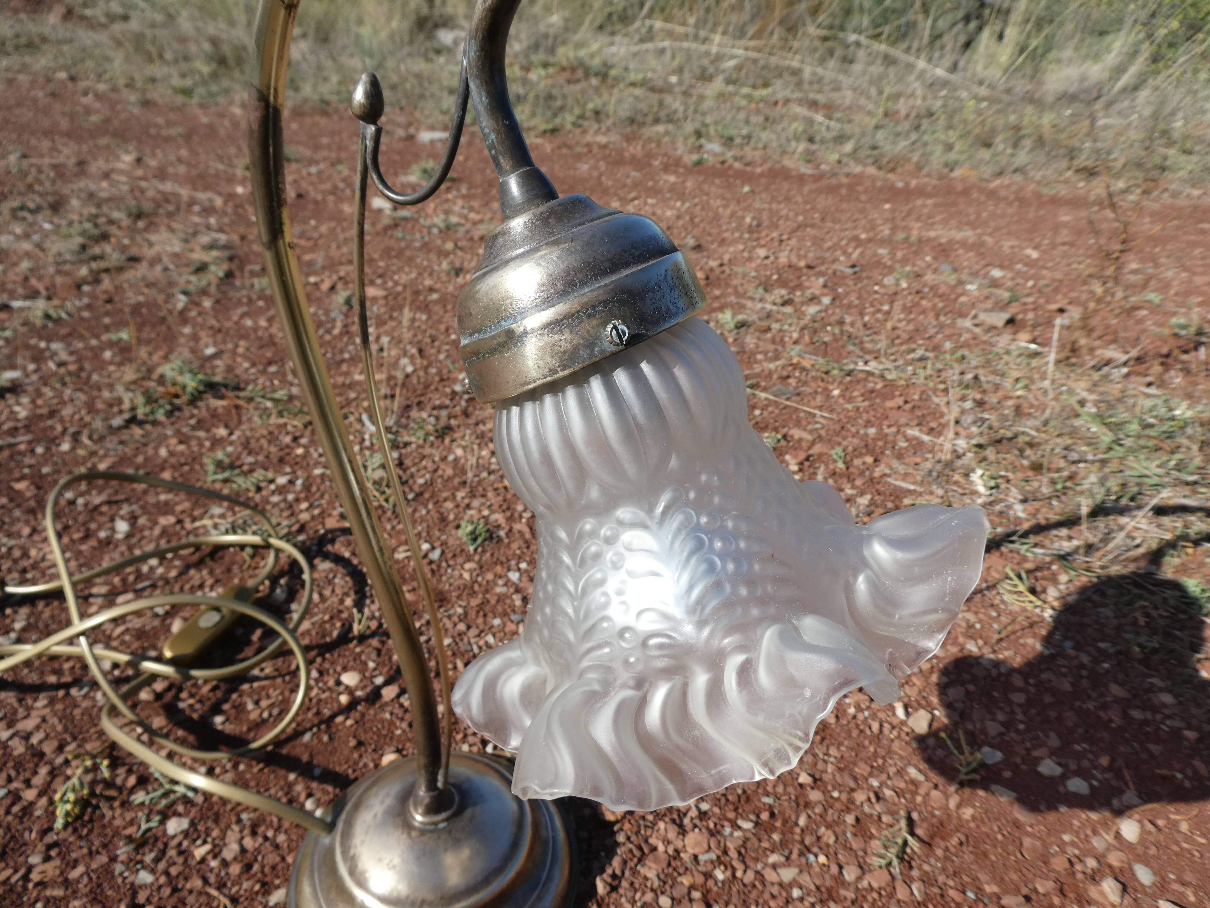 Tulip lamp / swan neck Art Deco brass
