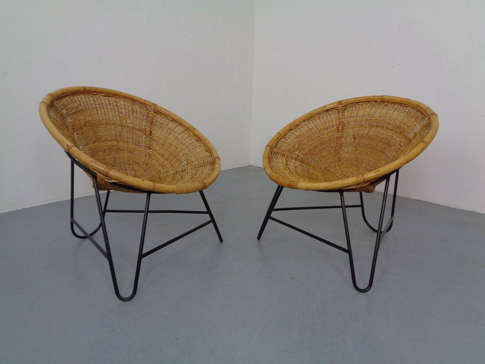 Mid-Century German Bamboo Chairs, 1960s, Set of 2