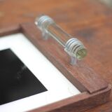 Plateau bois art déco, plateau bois avec poignées en verre,plateau déjeuner