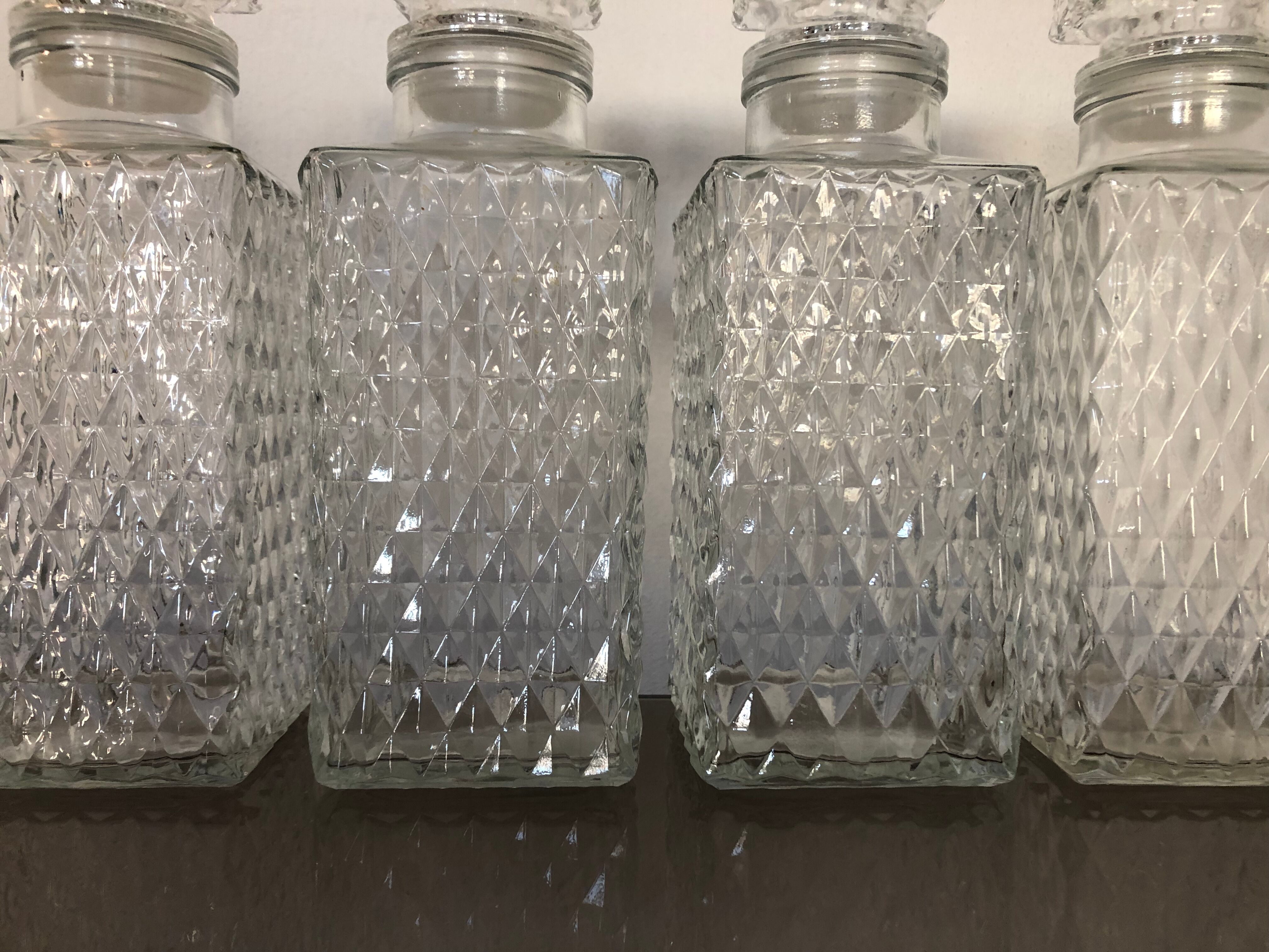 Set of 4 vintage glass decanters