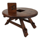 Rustic oak brutalist round coffee table France 1960s mid-20th century