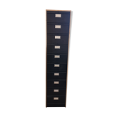 Metal column ten valves storage cabinet administration. Black mast and wood color