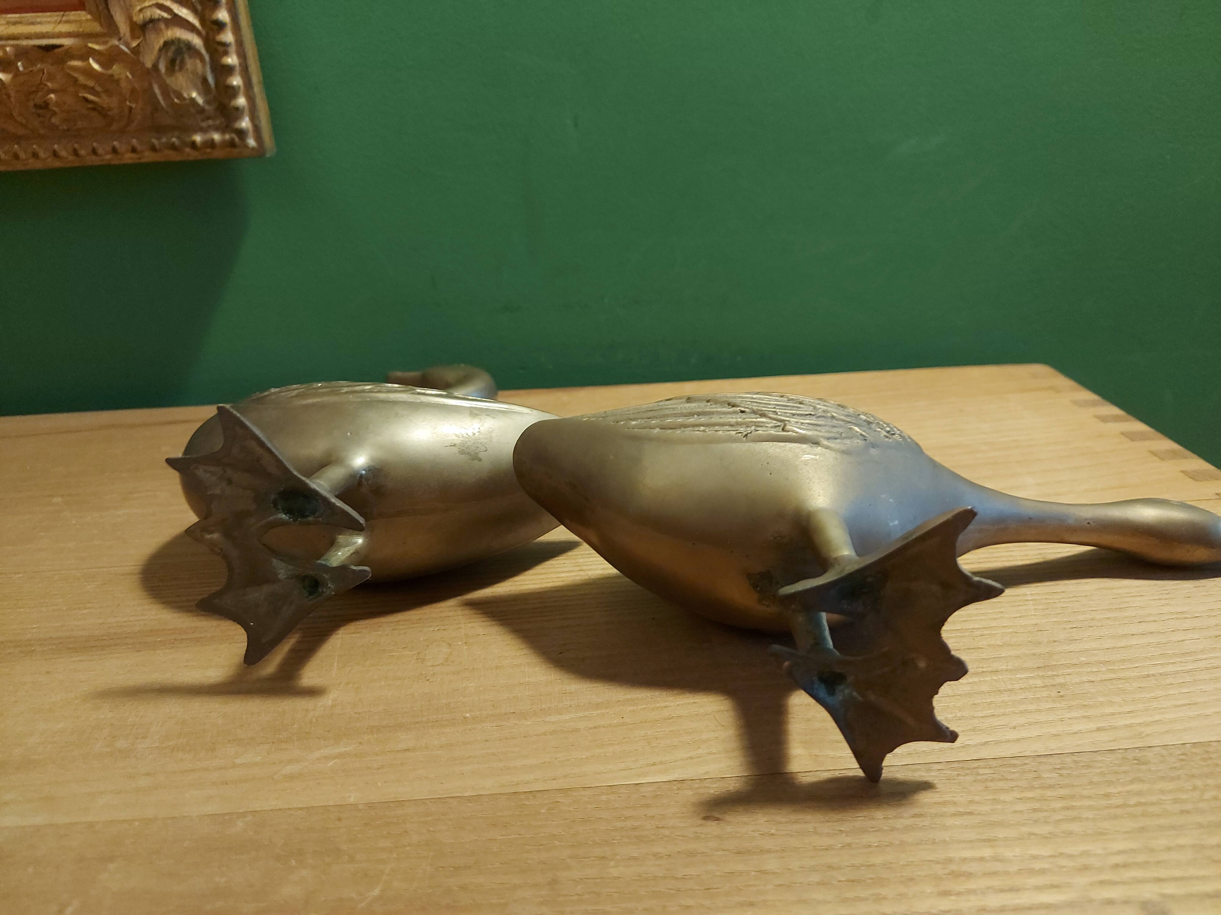 2 grands cygnes en laiton