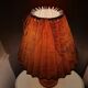 Vintage wooden lamp with pleated fabric lampshade 1980