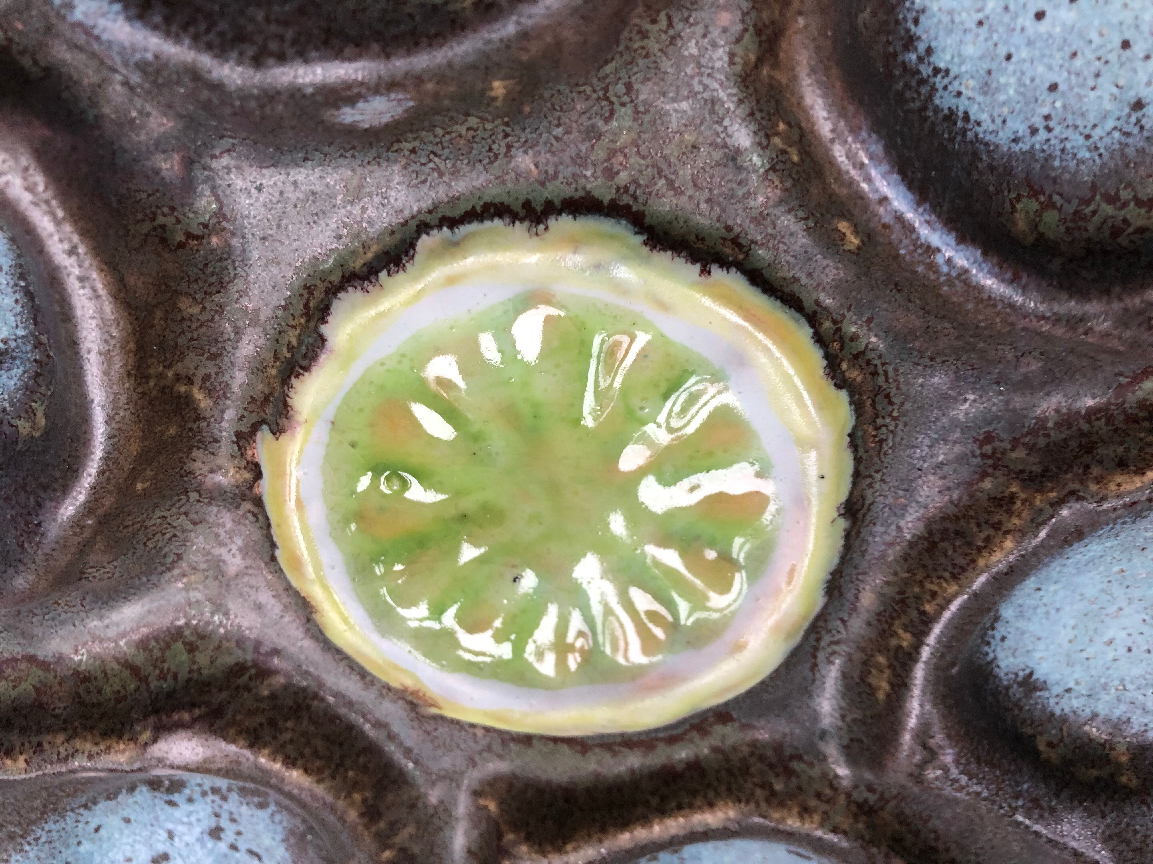 Vallauris ceramic oyster plates circa 1960 x8