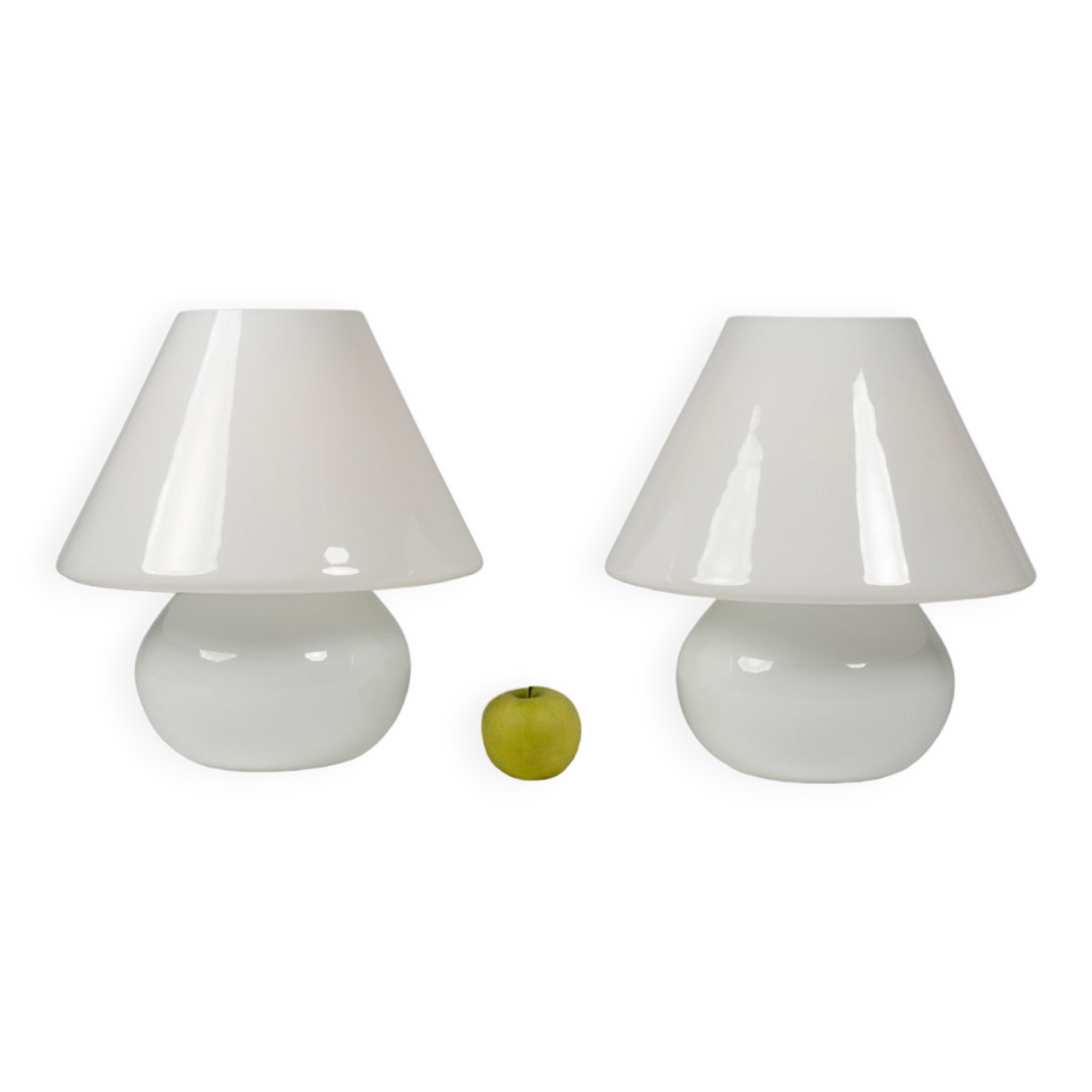 Pair of white opaline lamps, 1990s