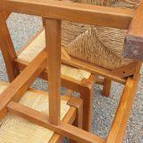 4 solid oak straw chairs