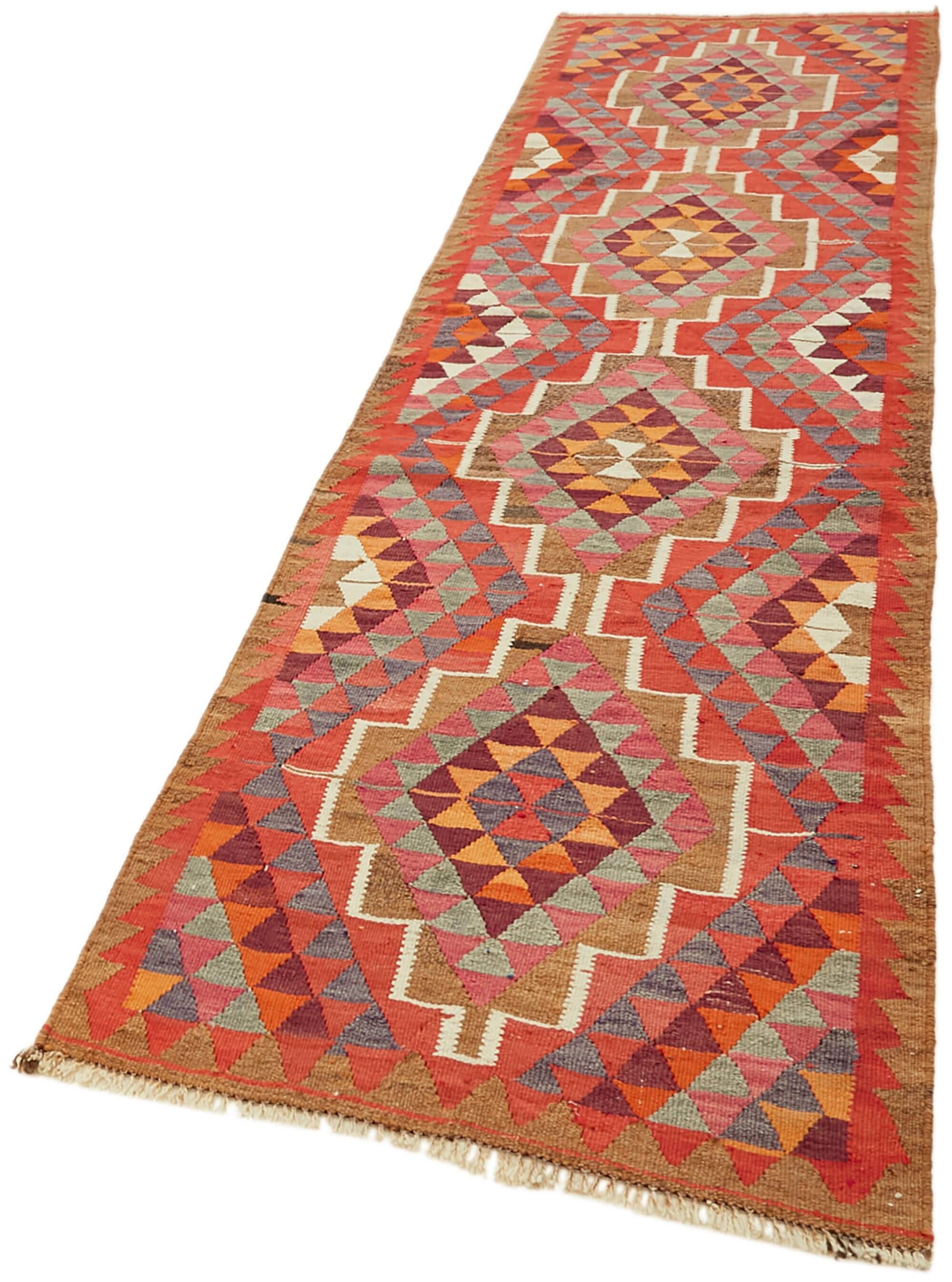Turkish Handwoven Vintage Herki Kilim 96 cm x 348 cm