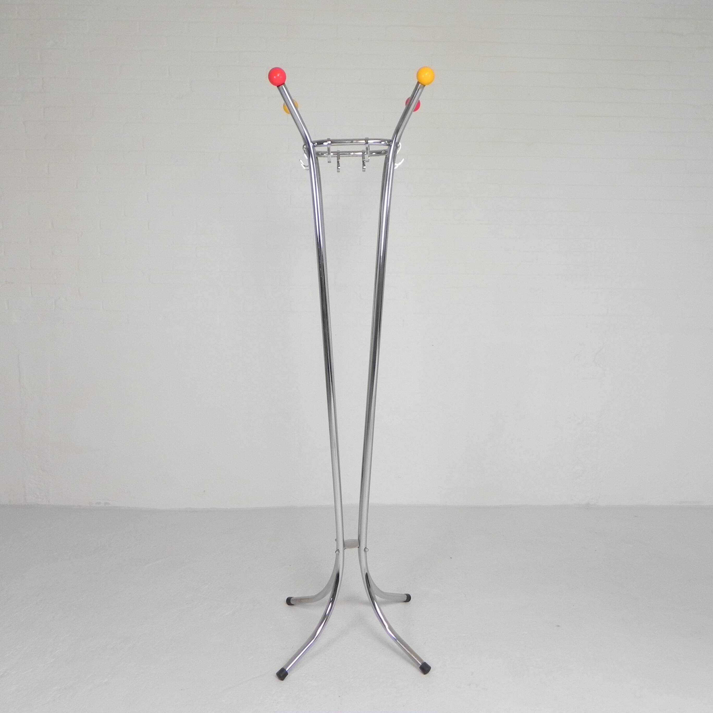 Rare chrome coat rack with colored balls, 1950s