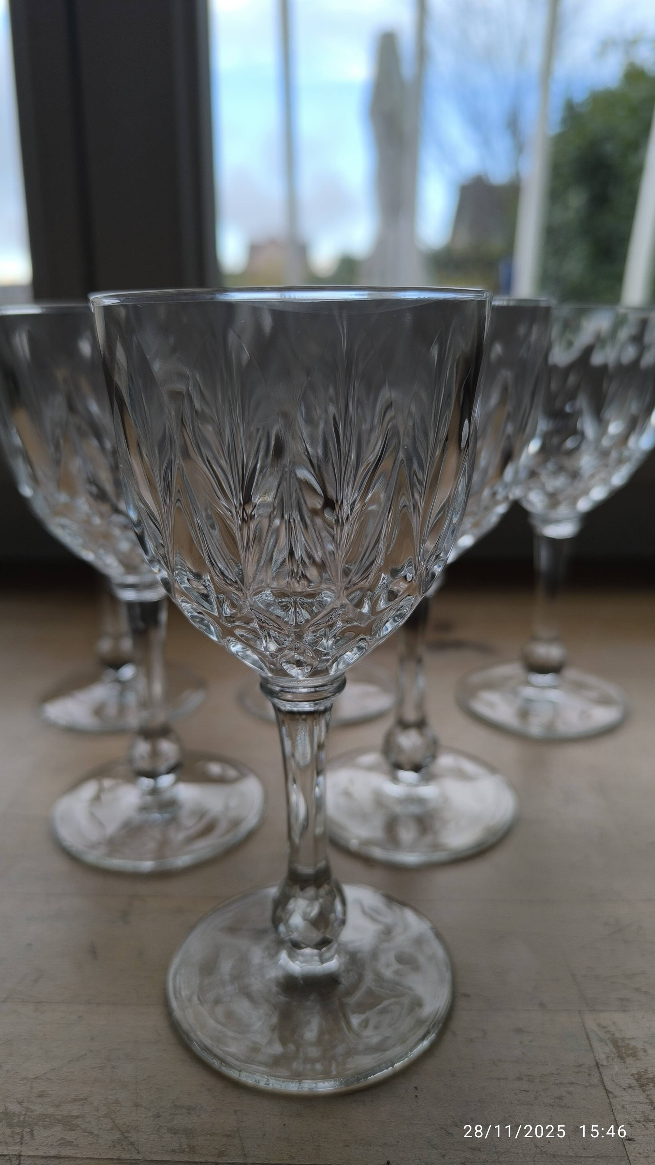Set of 6 cut-glass glasses from the 1960s