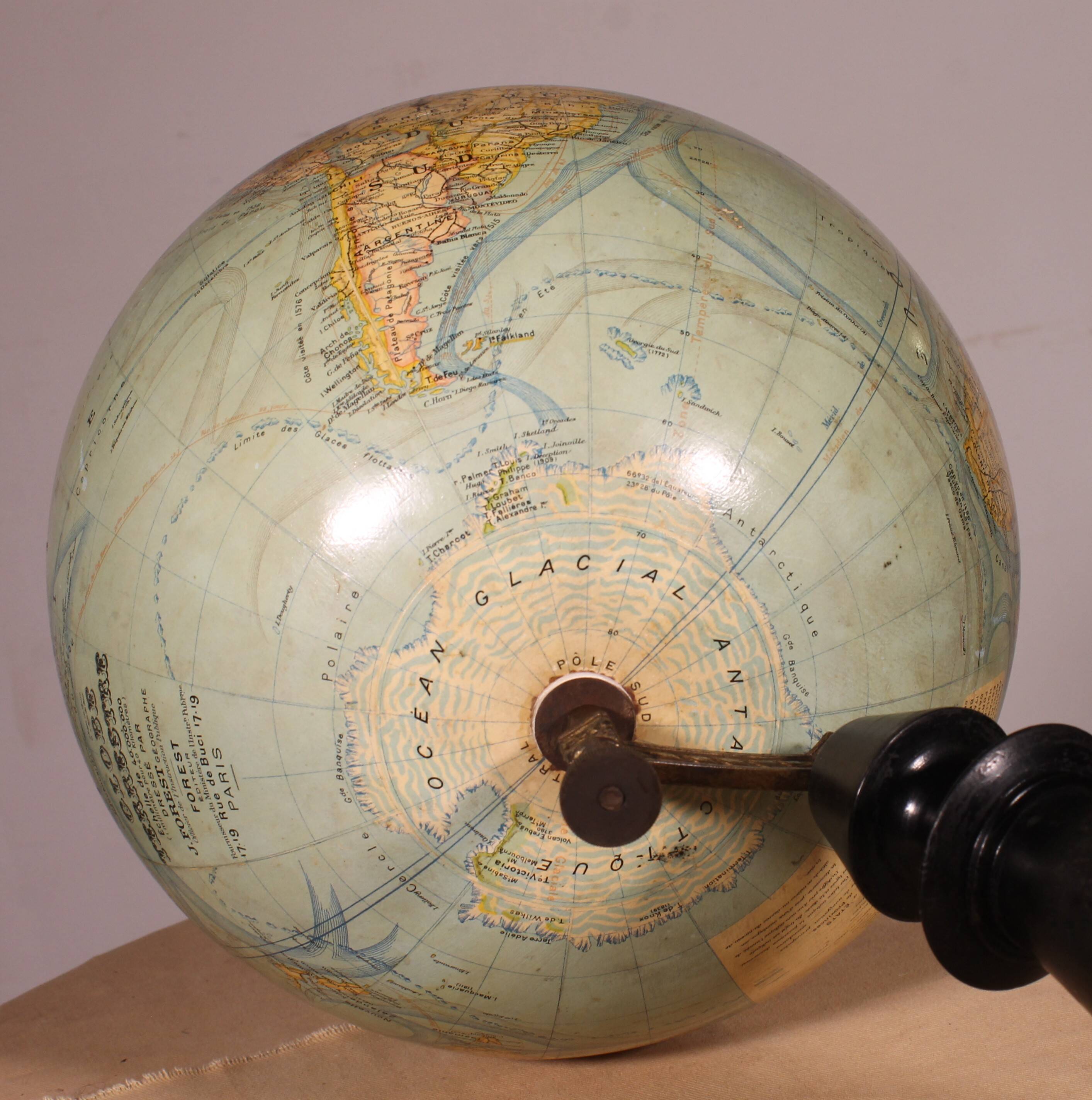 Terrestrial globe by J. Forest from the early 20th century