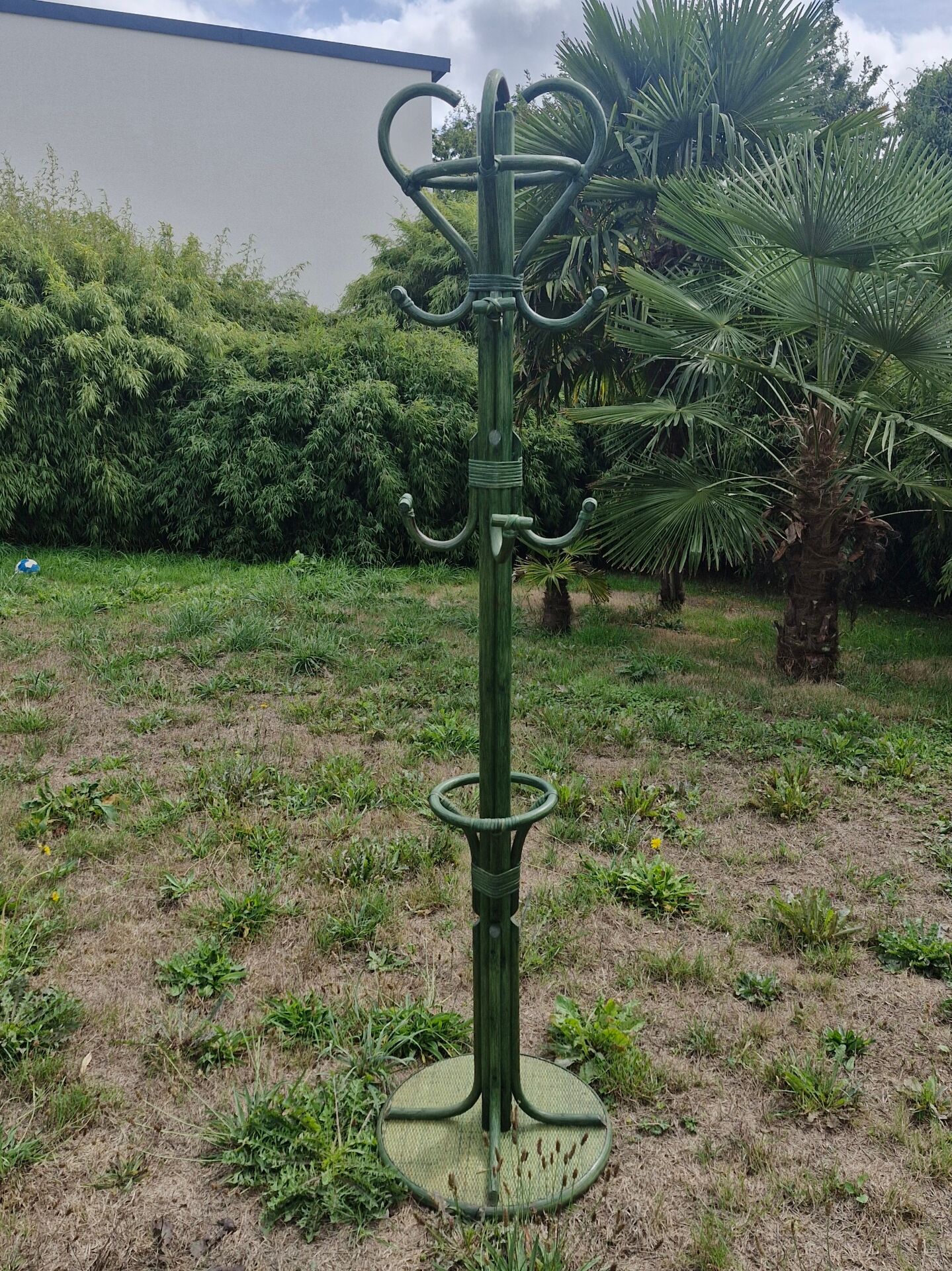 Porte-manteaux perroquet en rotin vert