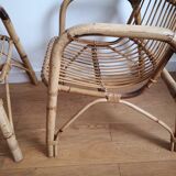 Pair of bamboo and rattan armchairs