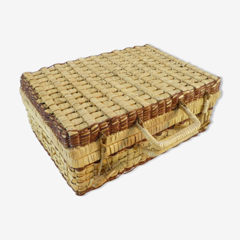 Bamboo wicker suitcase