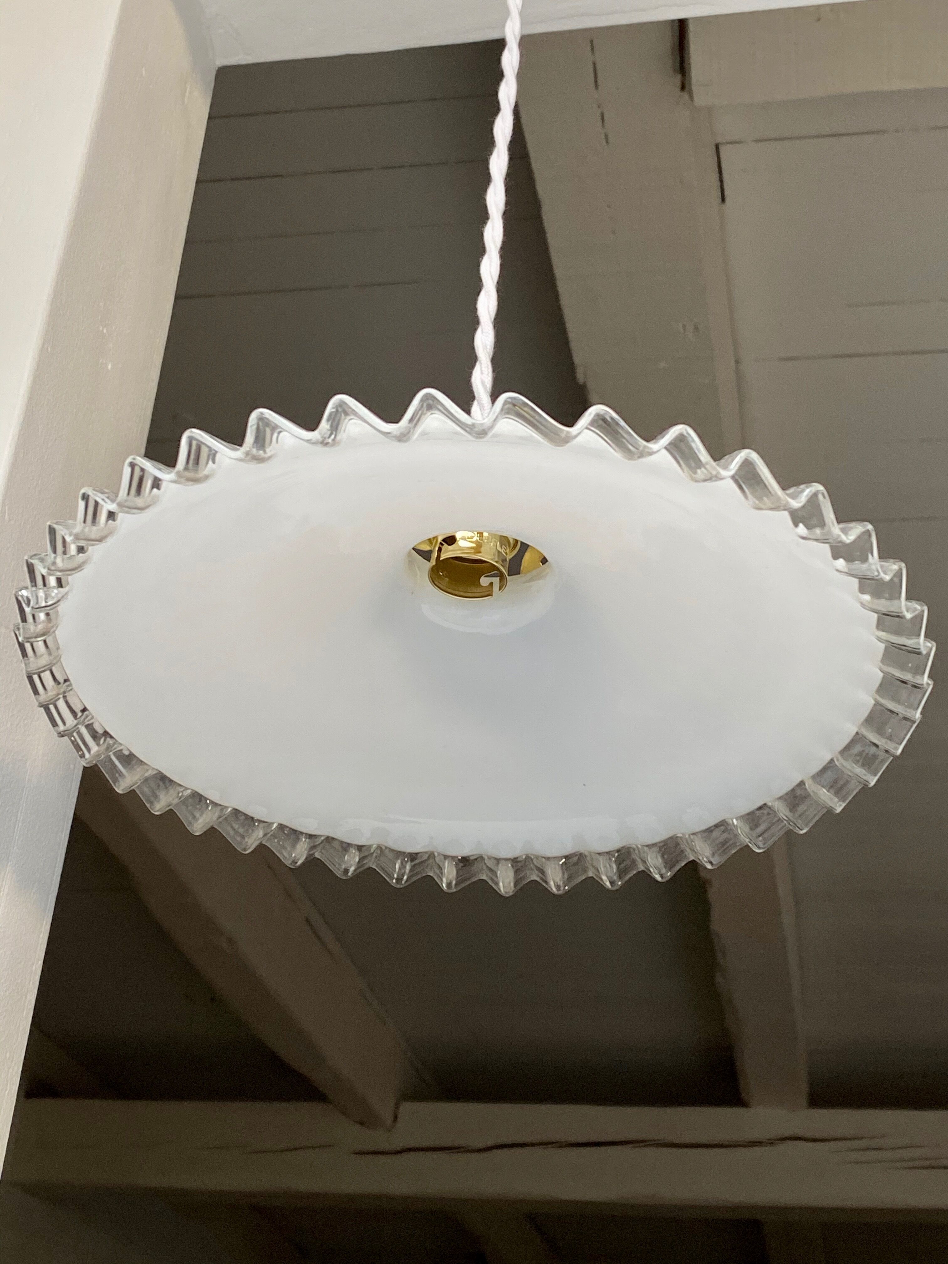White opaline hanging lamp