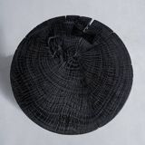 Solid wood (monoxyl) side table, organic shape, black color