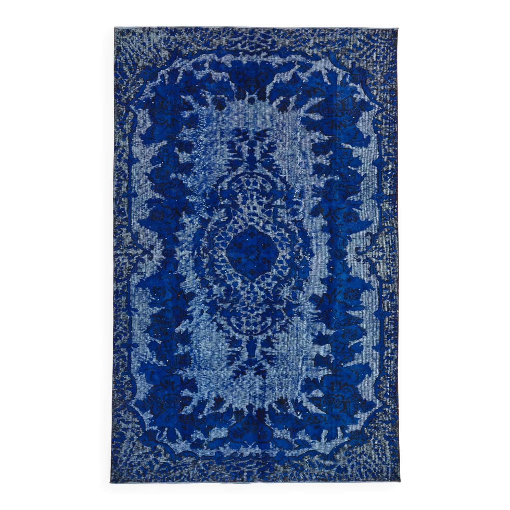 Overdyed Wool Vintage Handmade Carved Rug 168 cm x 262 cm