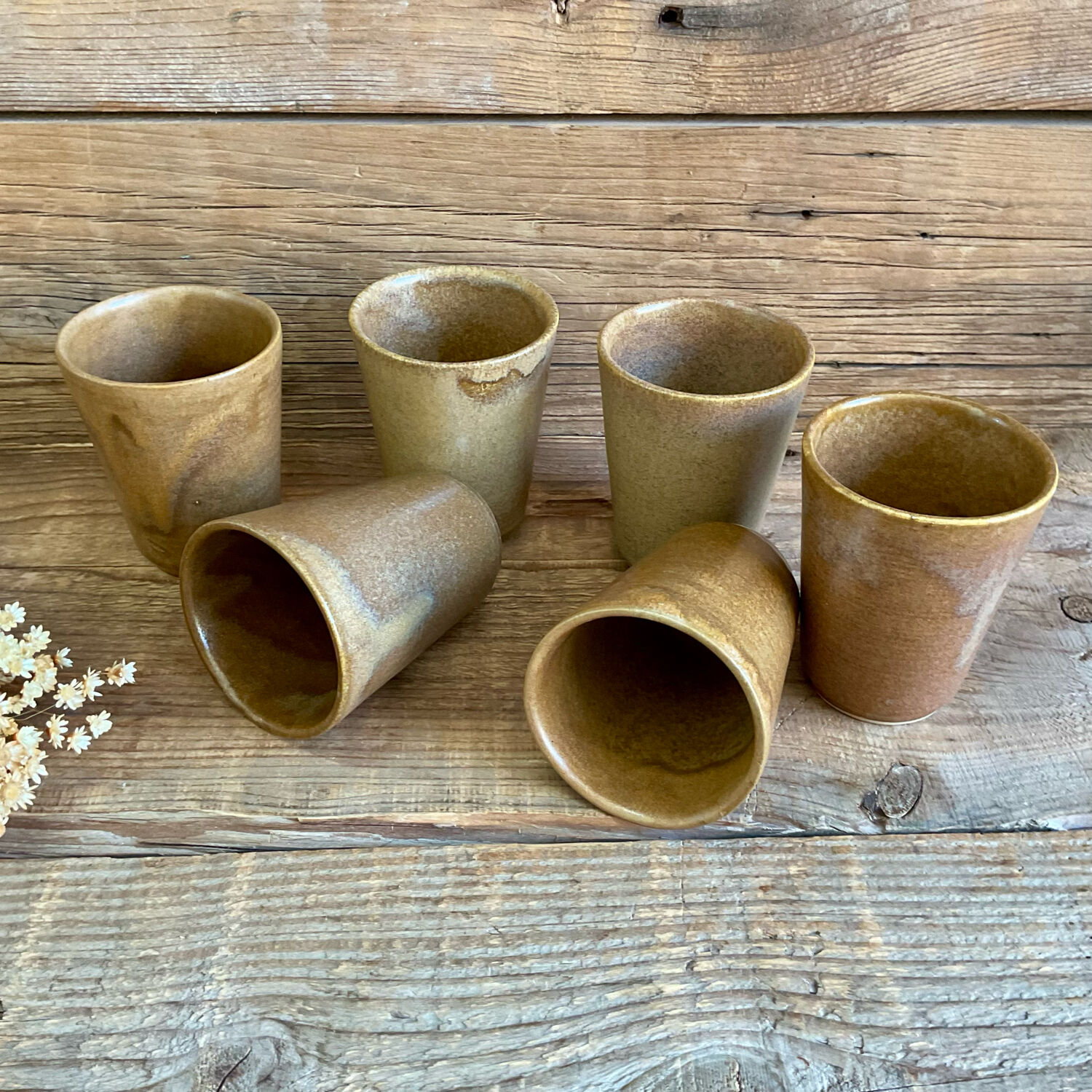 6 stoneware cups Digoin France
