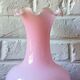Light pink opaline vase, wavy swan neck.