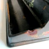 Encrier Napoléon III carton mâché noirci comme plumier, 2 verrines et 1 boitier