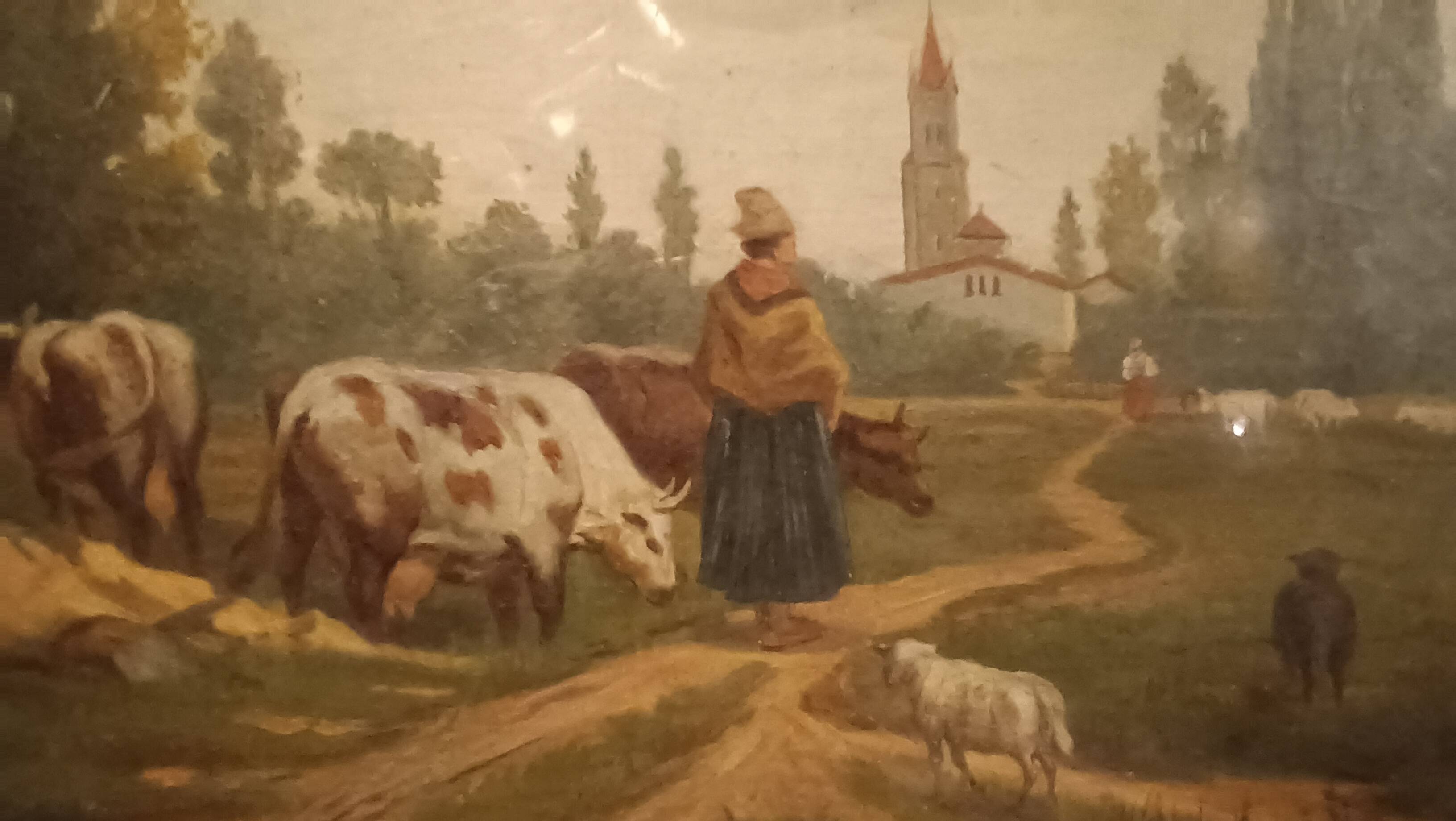 Peinture À L'huile Antique Sur Toile Fine 800 Signée Piero Porrini