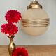Vintage art deco globe pendant lamp in yellow and gold granite glass