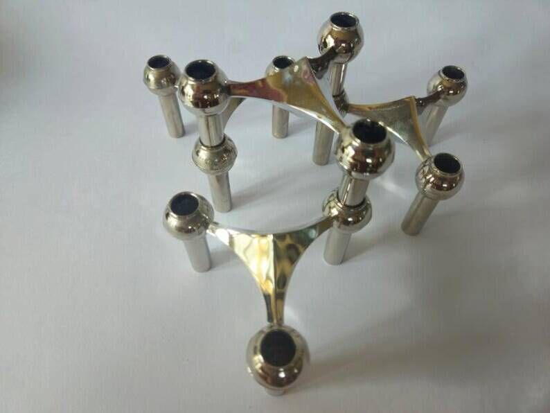 Set of Four Sculptural, Stackable Candle Holders Stoffi & Nagel for BMF Nagel