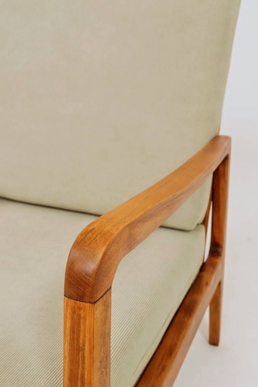 Mid Century Armchair Pastel Olive Cordury Cushion, 1980s