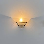 Frosted glass and black metal wall light, Italy, 1980.
