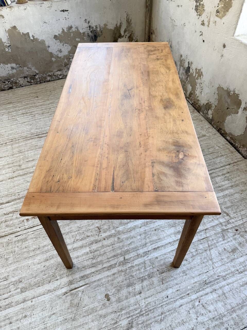 Cherry farmhouse table with spindle legs, 1950s